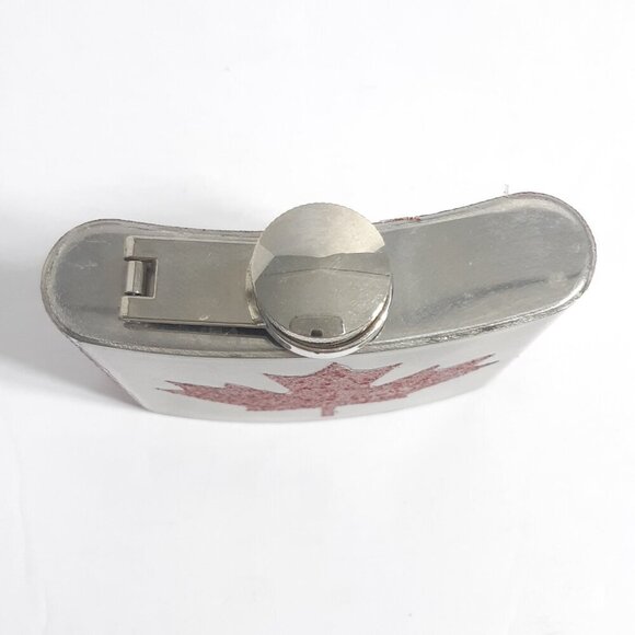 Canada Day 5 oz Flask Canada Flag Stainless Steel Textured Red Silver - Picture 5 of 7